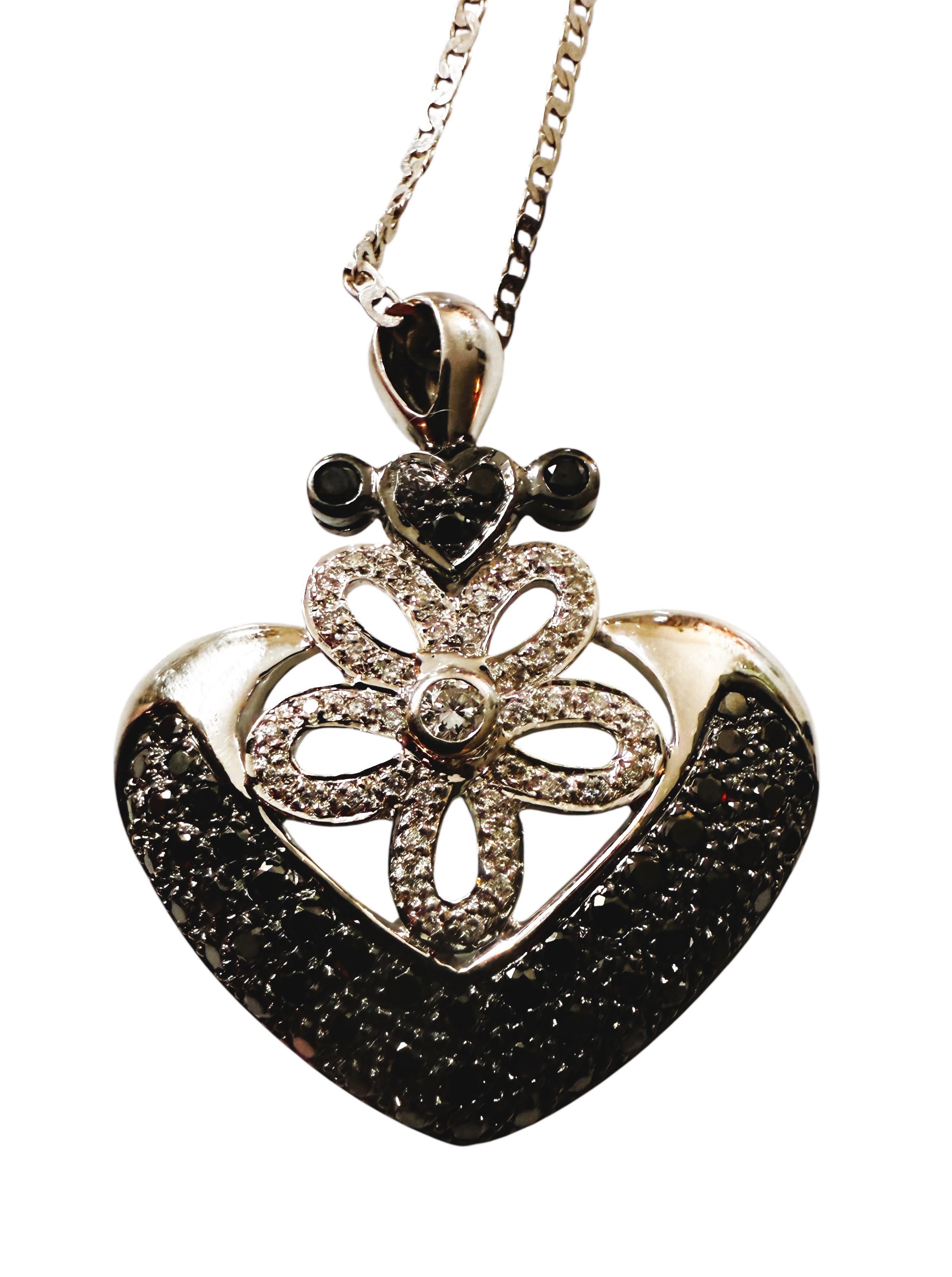 Neu 18k Weißgold .60 Karat Weiß & Schwarz Diamant Schwarz Starr Frost Halskette im Angebot 3
