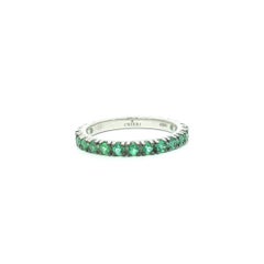 New 18k White Gold Black Rhodium 0.70ctw Emerald Stackable Eternity Band Ring
