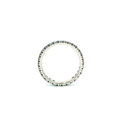New 18k White Gold Black Rhodium 1.35ct Sapphire Eternity Band Ring Sz 6.5
