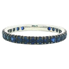 New 18k White Gold Black Rhodium 1.35ct Sapphire Eternity Band Ring Sz 6.5