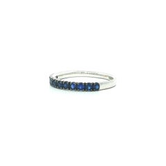 New 18k White Gold & Black Rhodium .50ct Royal Blue Sapphire Stack Band Ring