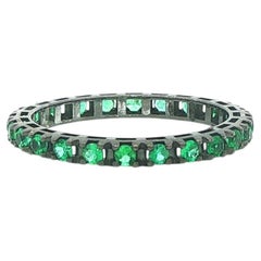New 18k Weißgold & Schwarz Rhodium .60ctw Bright Emerald Eternity Band Ring sz 6