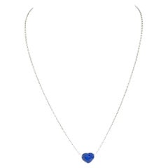 New 18K White Gold GIA 2.90ctw Heart Ceylon Sapphire Solitaire Pendant Necklace