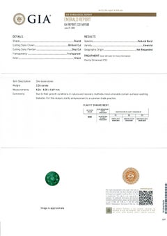 New 18k White Gold GIA 3.38ctw Round Emerald w/ Invisible Set Diamond Ring