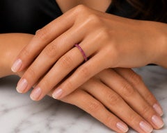 New 18k White Gold w/ Black Rhodium 1.35ctw Pave Ruby Eternity Band Ring Sz 6.5