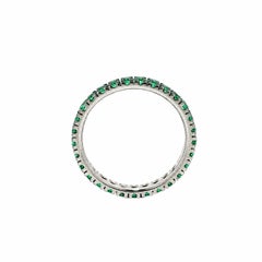 New 18k White Gold w/ Black Rhodium .95ctw Emerald Eternity Stack Band Ring