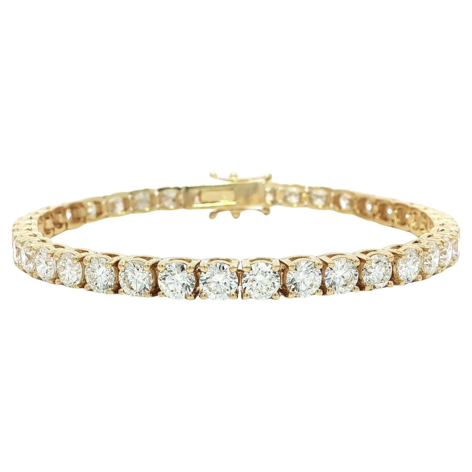 Nueva Pulsera de Tenis de Oro Amarillo de 18k 11,87ctw VS Diamante Redondo Grande Línea Clásica