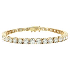 New 18k Yellow Gold 11.87ctw VS Large Round Diamond Classic Line Tennis Bracelet