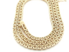 New 18k Yellow Gold 22.33ctw Round Fiery VS Diamond Classic Tennis Necklace