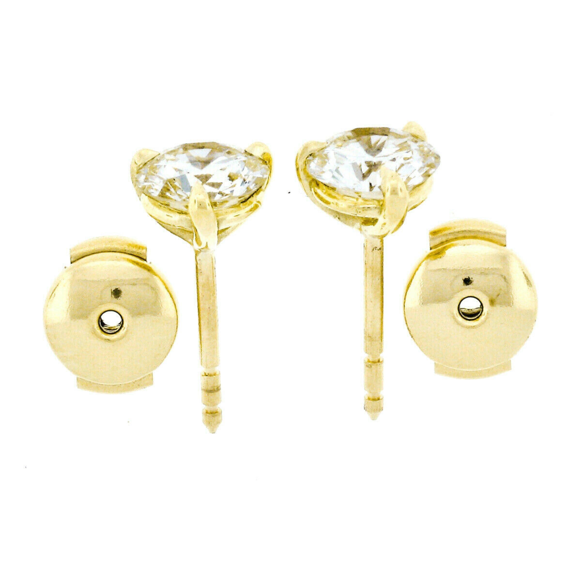New 18k Yellow Gold 2.24ct Round Brilliant Cut Diamond Martini Set Stud Earrings In New Condition In Montclair, NJ
