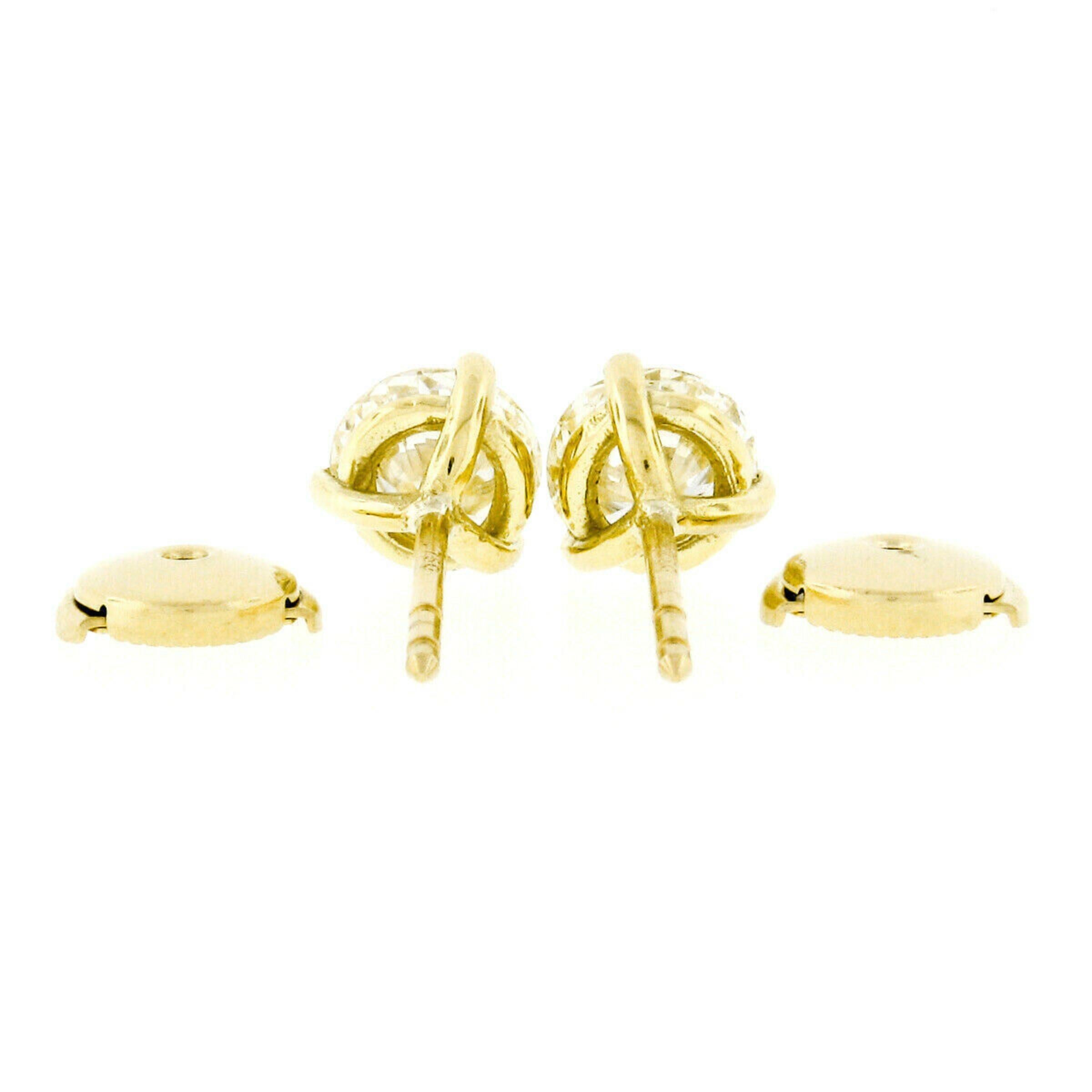 Women's or Men's New 18k Yellow Gold 2.24ct Round Brilliant Cut Diamond Martini Set Stud Earrings
