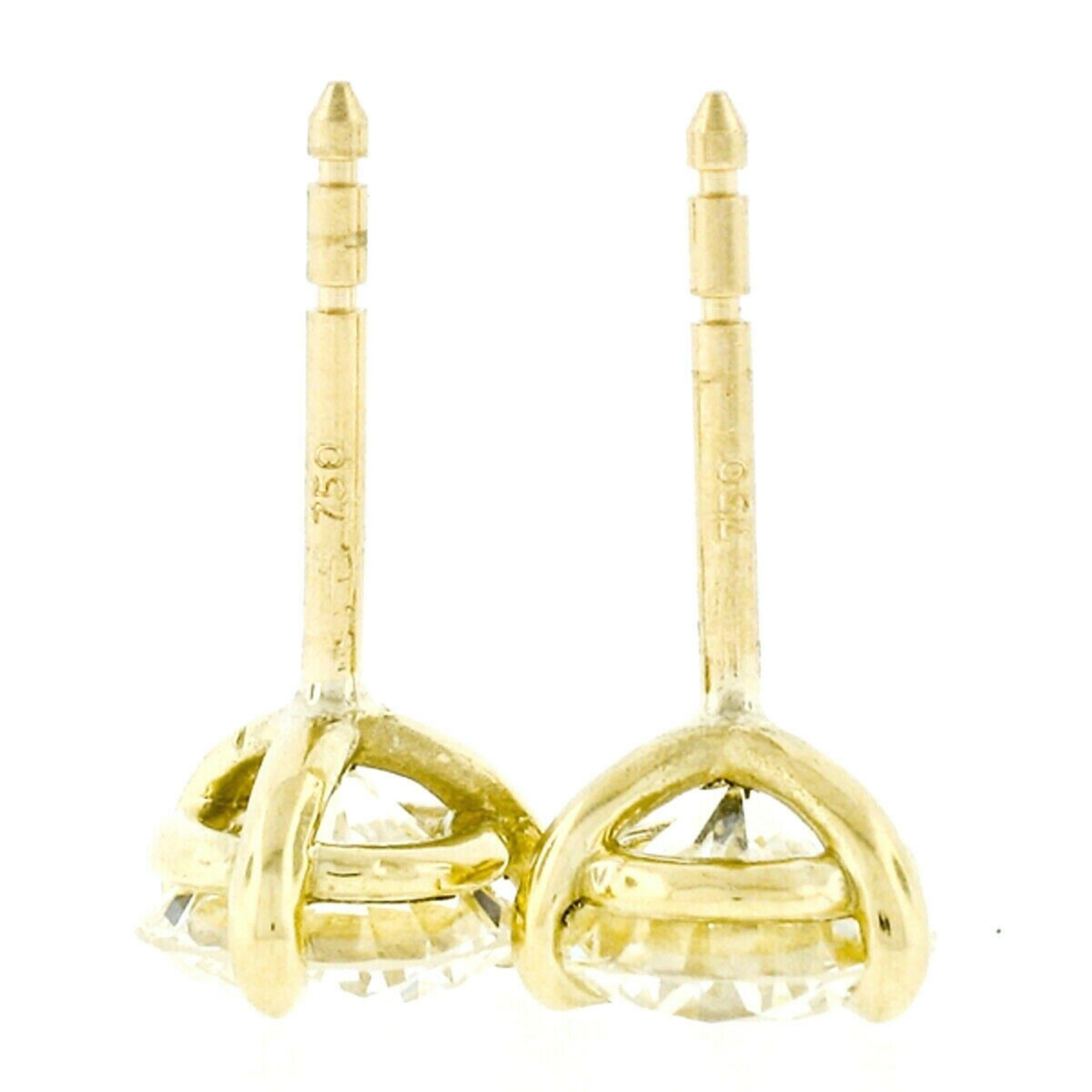 New 18k Yellow Gold 2.24ct Round Brilliant Cut Diamond Martini Set Stud Earrings 1