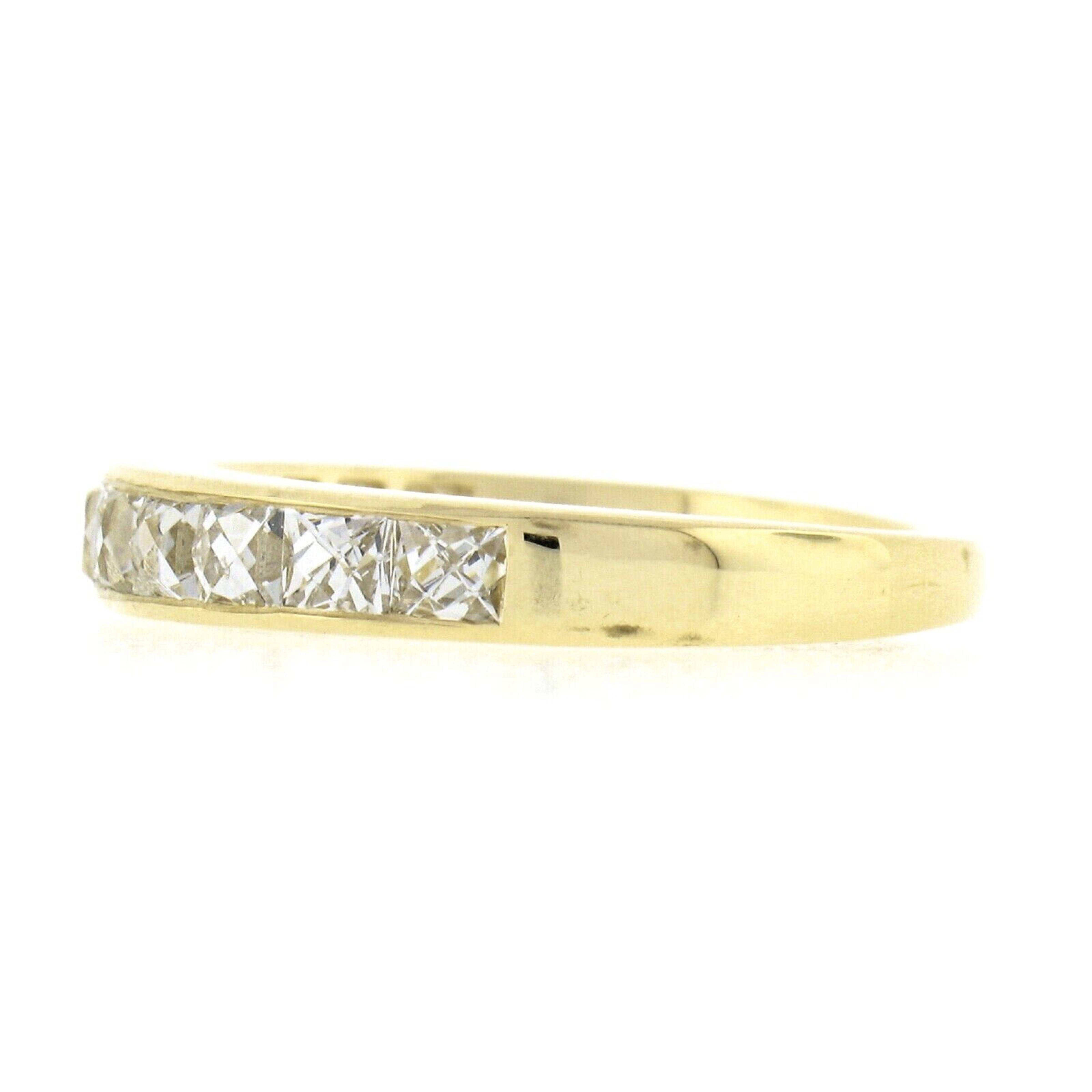 New 18k Yellow Gold 2.25ctw French Cut Channel Diamond Stack Wedding Band Ring For Sale 1