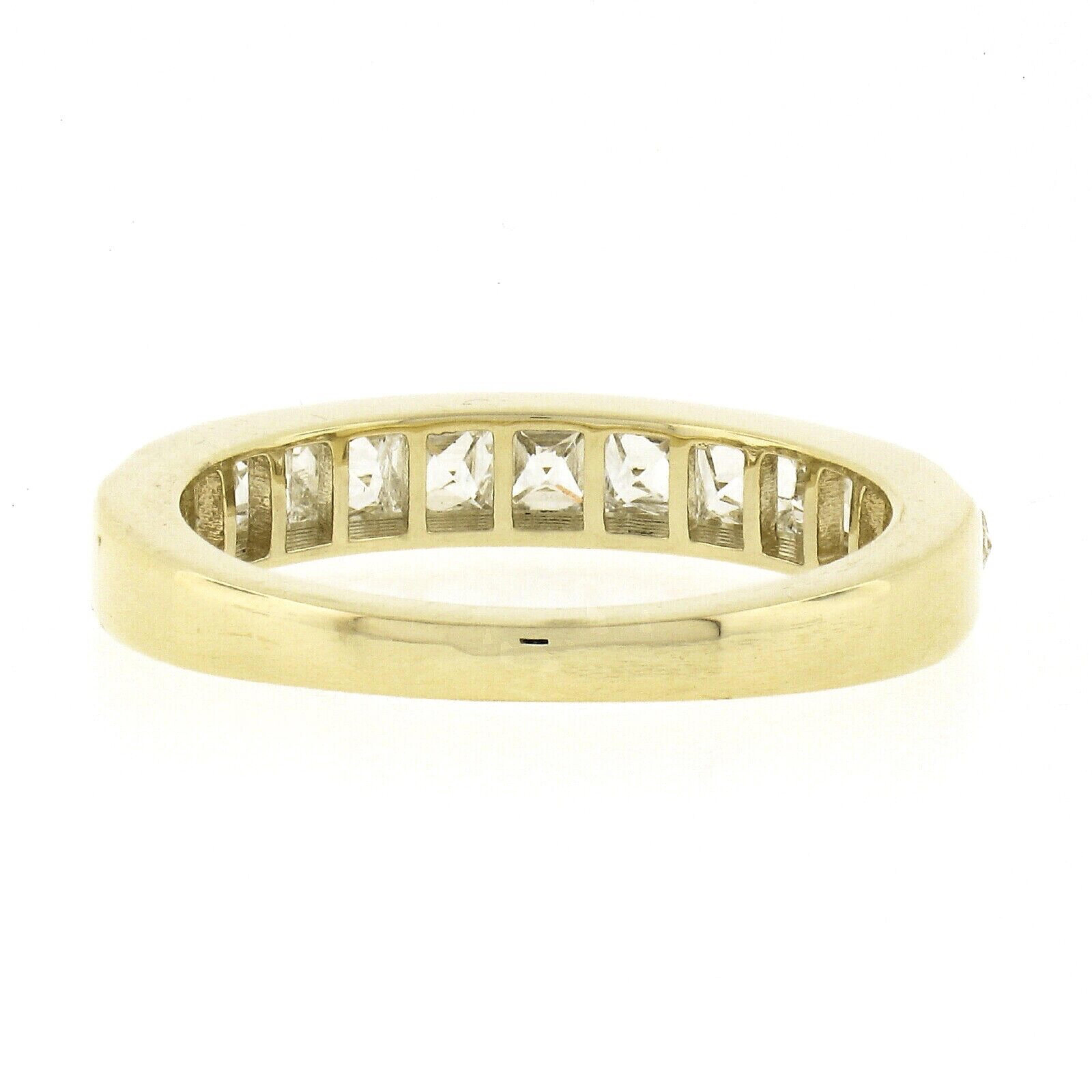 New 18k Yellow Gold 2.25ctw French Cut Channel Diamond Stack Wedding Band Ring For Sale 2