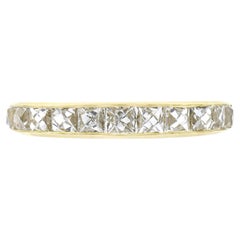 Alliance empilable en or jaune 18 carats avec diamants de 2,25 carats de taille française, neuve