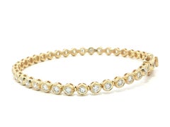 New 18k Yellow Gold 2.97ctw G VS Round Bezel Diamond Line Tennis Bracelet