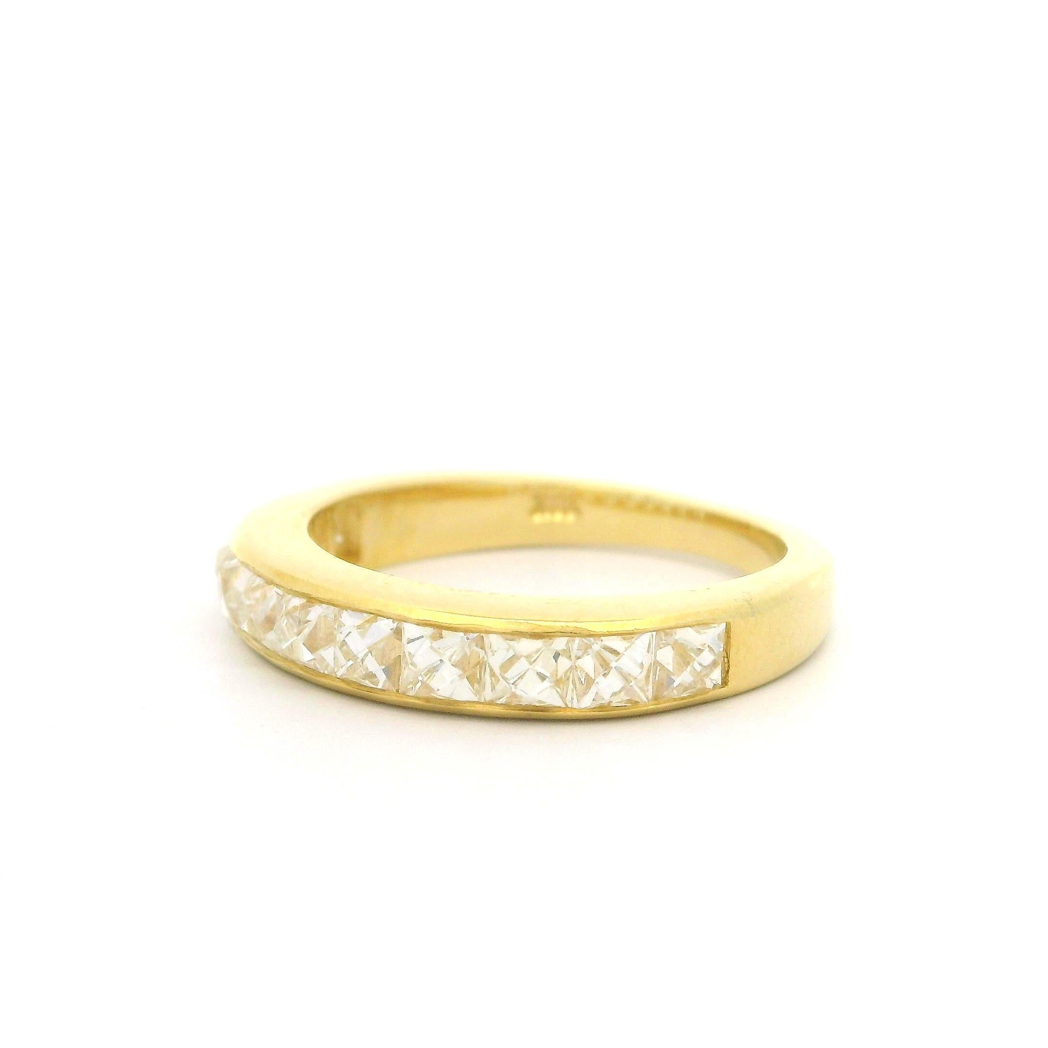 New 18k Yellow Gold 2ctw French Cut Channel Set Diamond Band Ring For Sale 7