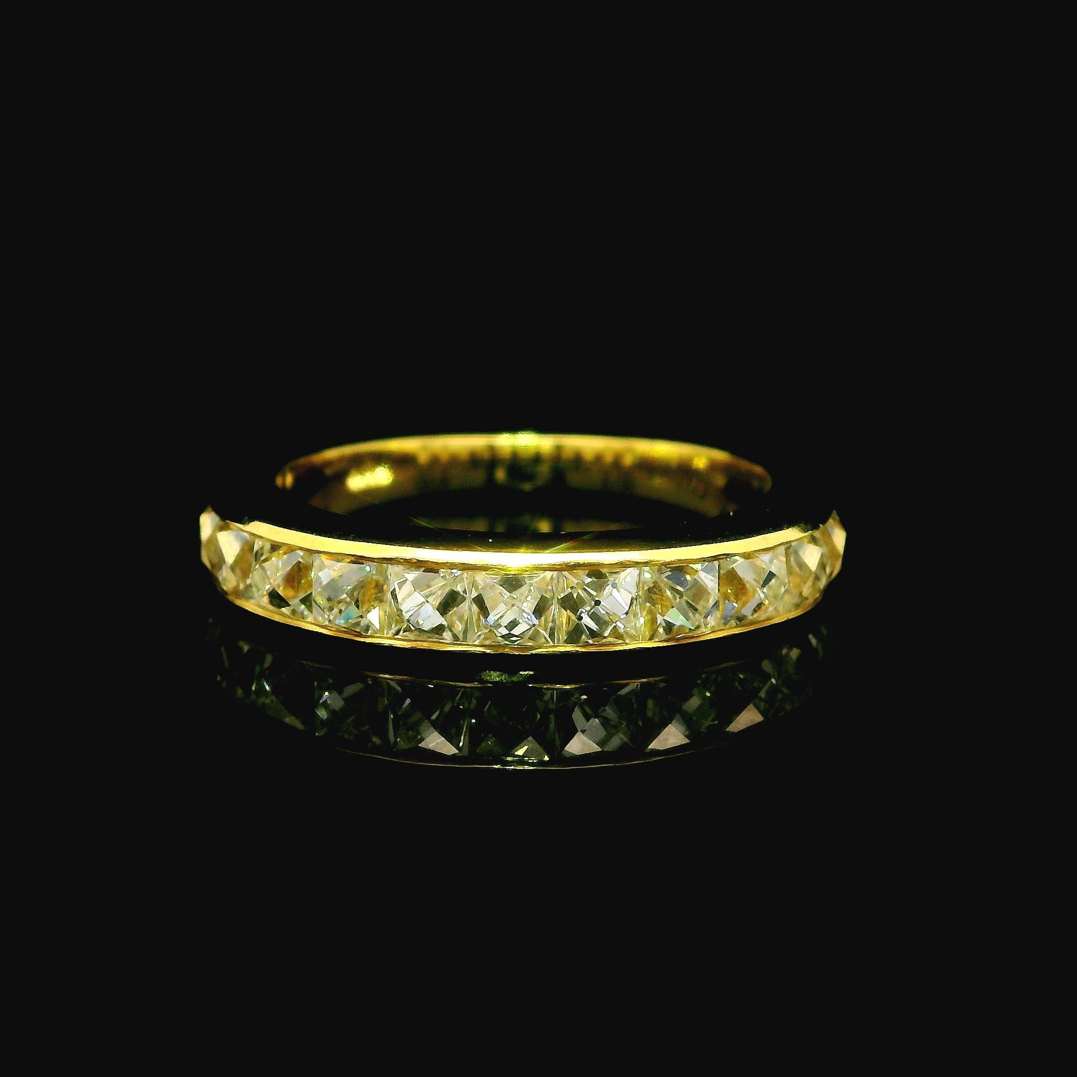 New 18k Yellow Gold 2ctw French Cut Channel Set Diamond Band Ring In New Condition For Sale In Montclair, NJ