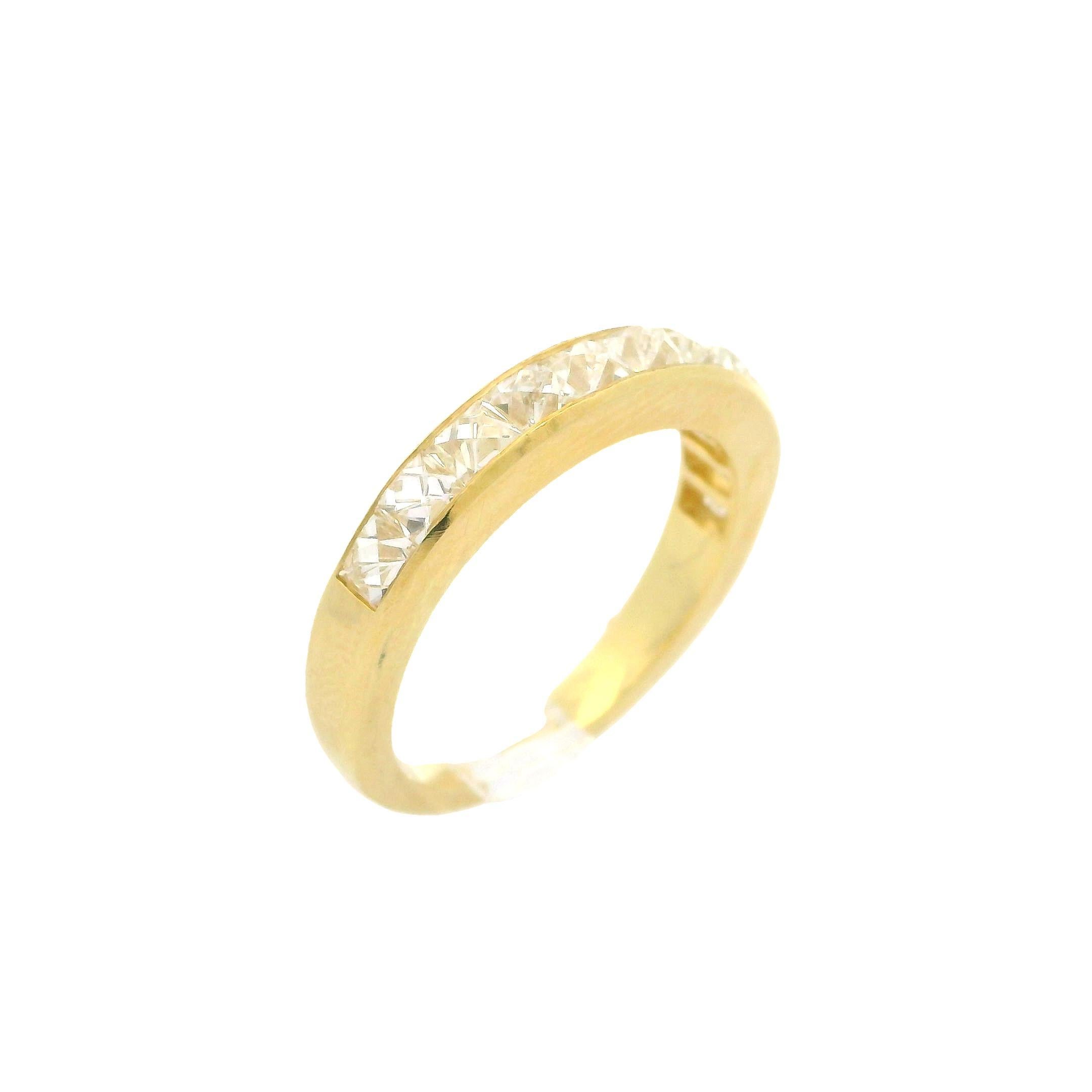 New 18k Yellow Gold 2ctw French Cut Channel Set Diamond Band Ring For Sale 2