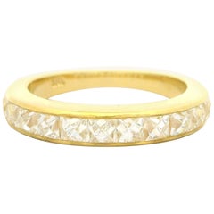 New 18k Yellow Gold 2ctw French Cut Channel Set Diamond Band Ring