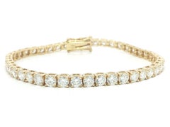 New 18k Yellow Gold 8.68ctw VS Large Round Diamond Classic Line Bracciale da tennis