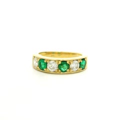 New 18k Yellow Gold Emerald & Diamond High Quality Heavy Band Ring (bague en or jaune 18k avec émeraudes et diamants)