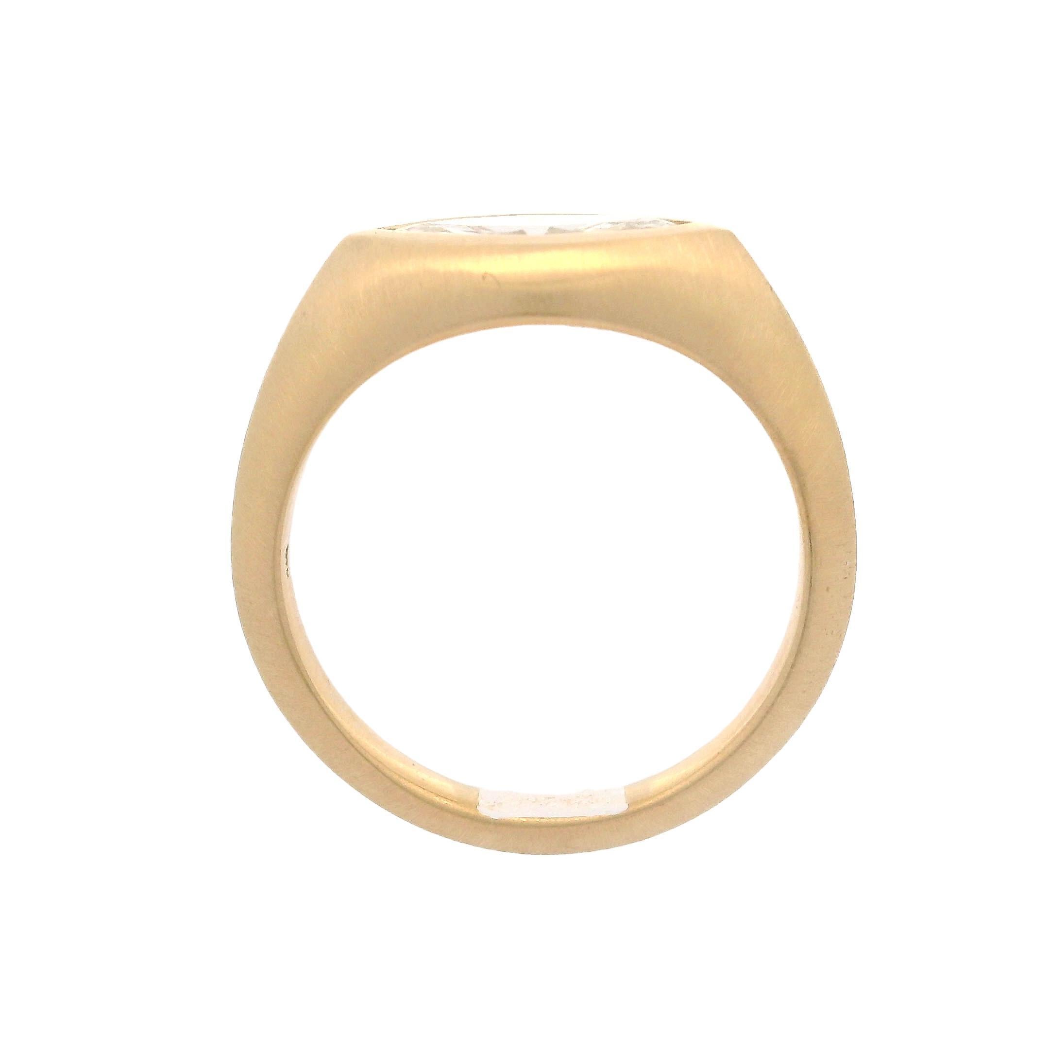 New 18k Yellow Gold GIA 0.71ct Marquise Diamond Bezel Low Profile Matte Ring 5