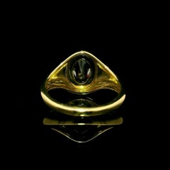 New 18k Yellow Gold GIA 1.01ct Etched Cross Oval Diamond Signet Style Ring