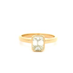 New 18k Yellow Gold GIA 1ct Emerald Cut Diamond Solitaire Engagement Ring