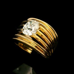 New 18k Yellow Gold GIA 2.03ct Oval G SI1 Floating Diamond Wide Open Work Ring