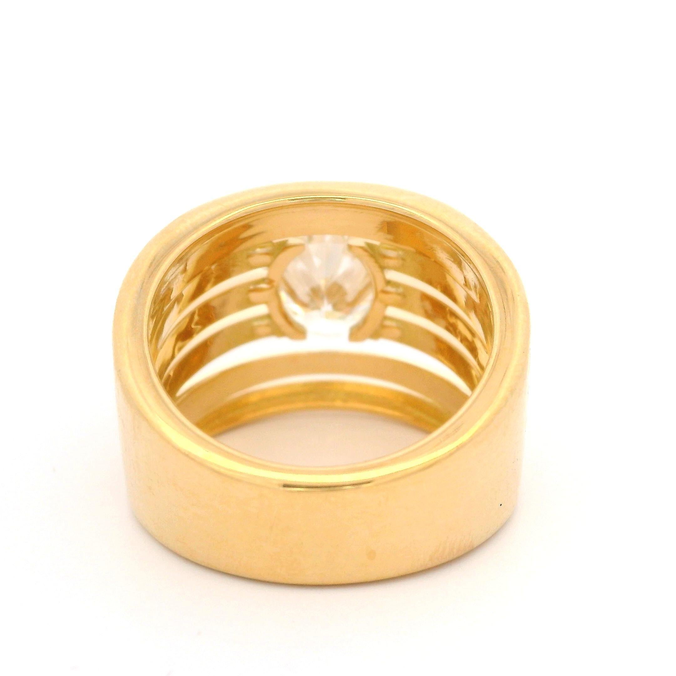 New 18k Yellow Gold GIA 2.03ct Oval G SI1 Floating Diamond Wide Open Work Ring In New Condition For Sale In Montclair, NJ