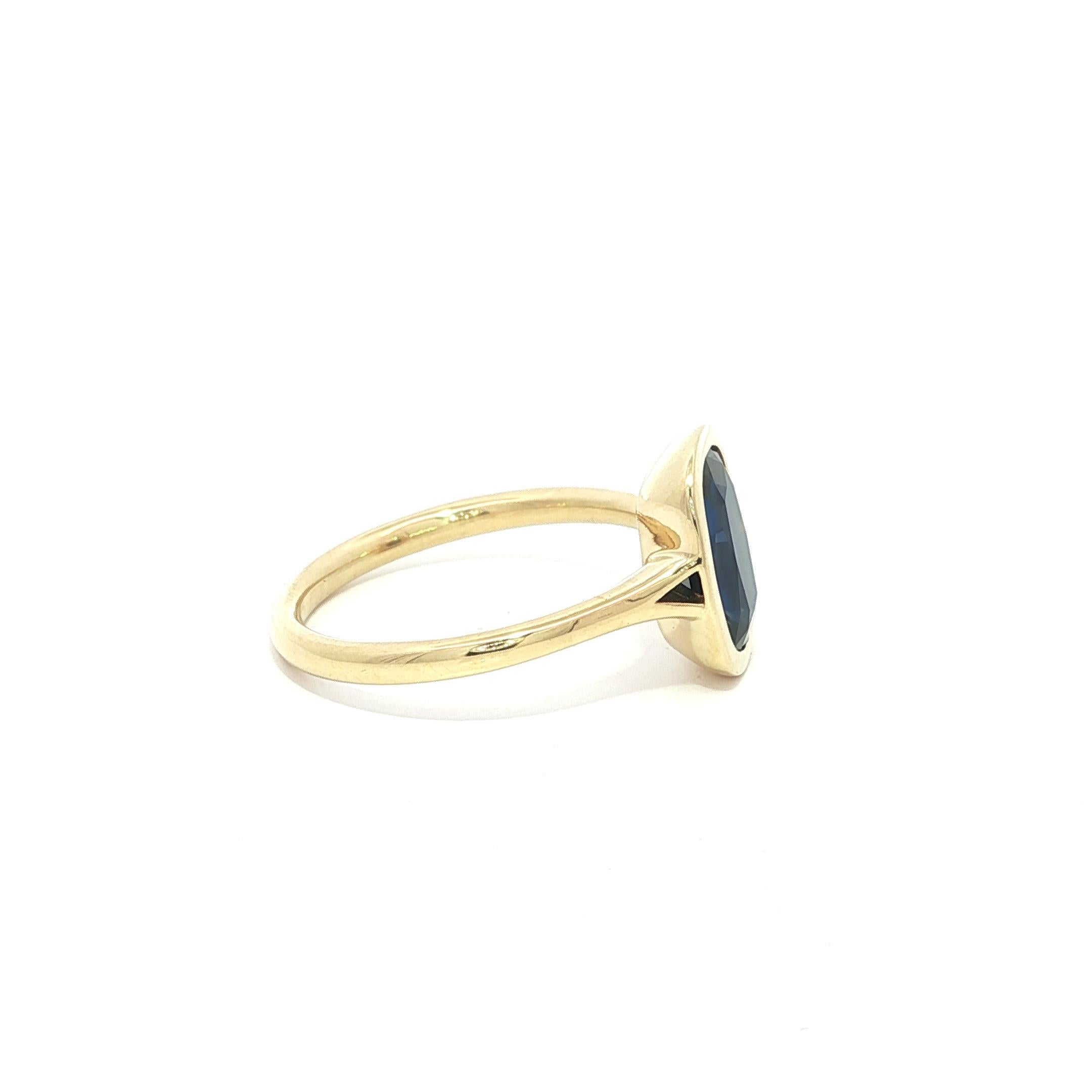 Neu 18k Gelbgold GIA 2,16ct Long Cushion Cut Lünette Saphir Solitär Ring im Angebot 5