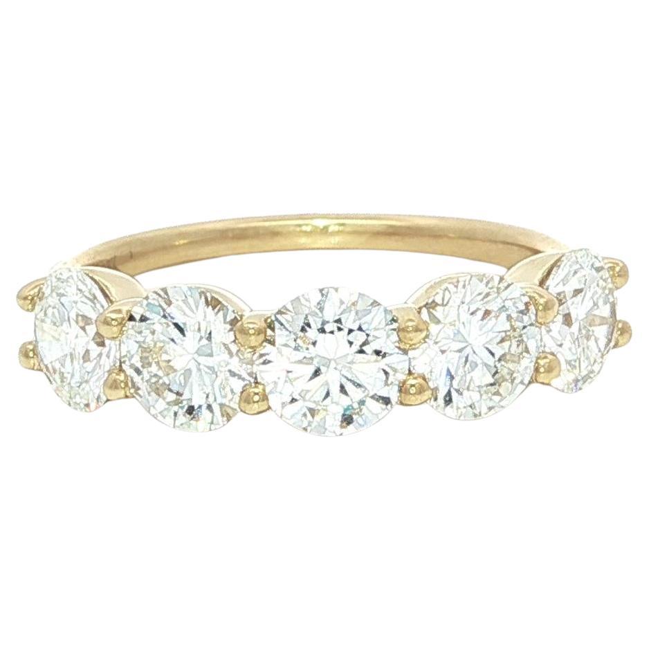 New 18k Yellow Gold GIA 2.50ctw Round D VS2 Diamond 5Stone Low Profile Band Ring (Bague à profil bas en or jaune 18k GIA 2.50ctw Round D VS2 Diamond 5Stone Low Profile Ring (Bague à profil bas en or jaune 18k GIA 2.50ctw Round D VS2 Diamond 5Stone Low Profile Ring (Bague à profil bas en or jaune 18k GIA 2.50ctw Round D VS2 Diamond 5Stone) en vente