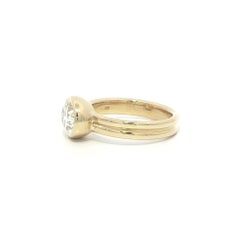 Nuevo Anillo de Oro Amarillo 18k GIA 2ct M SI2 Oval Bisel Diamante Solitario Banda Acanalada