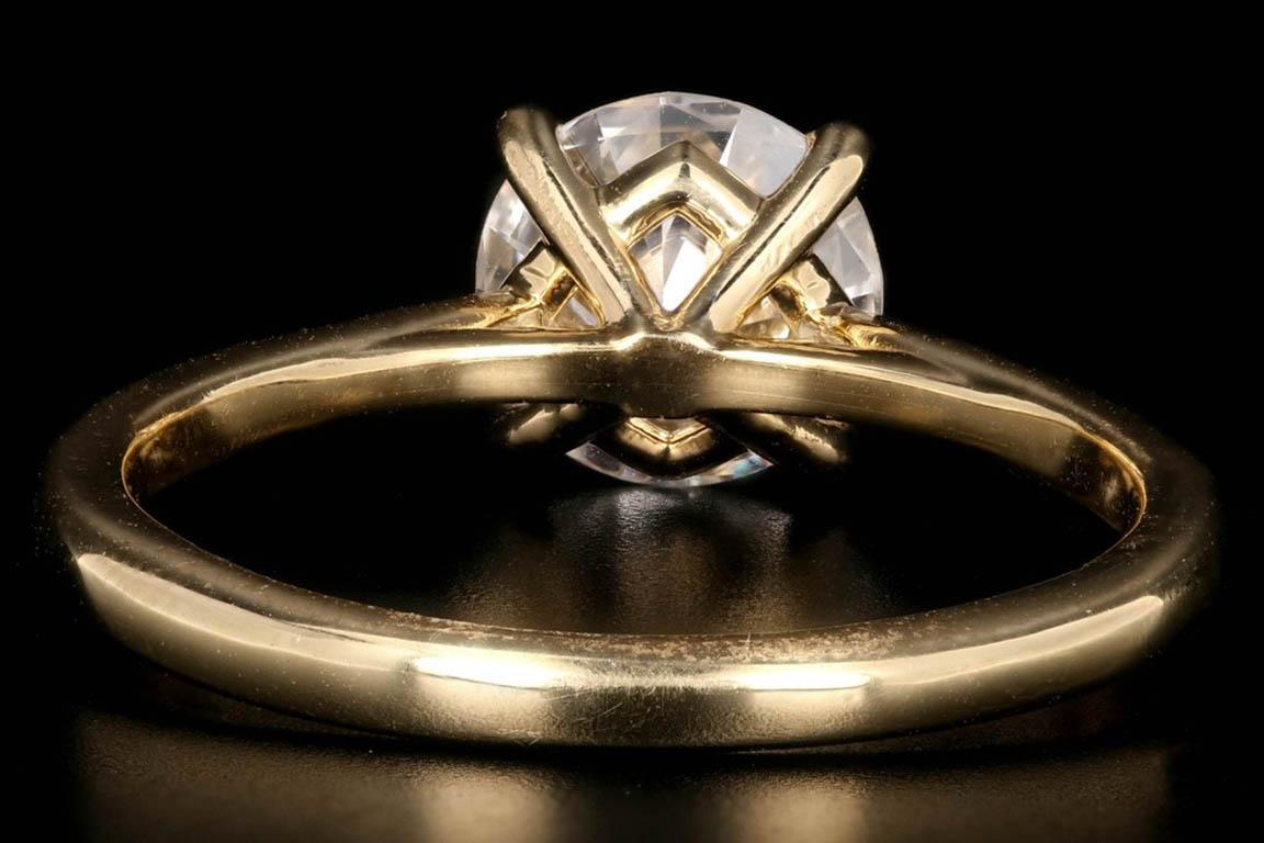 Round Cut New 18K Yellow Gold GIA D Vs1 1.35 Carat Diamond Engagement Ring
