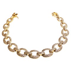 New 18K Yellow Gold Over Silver 1+ Carat Diamond Accent Link Bracelet 7 Inches
