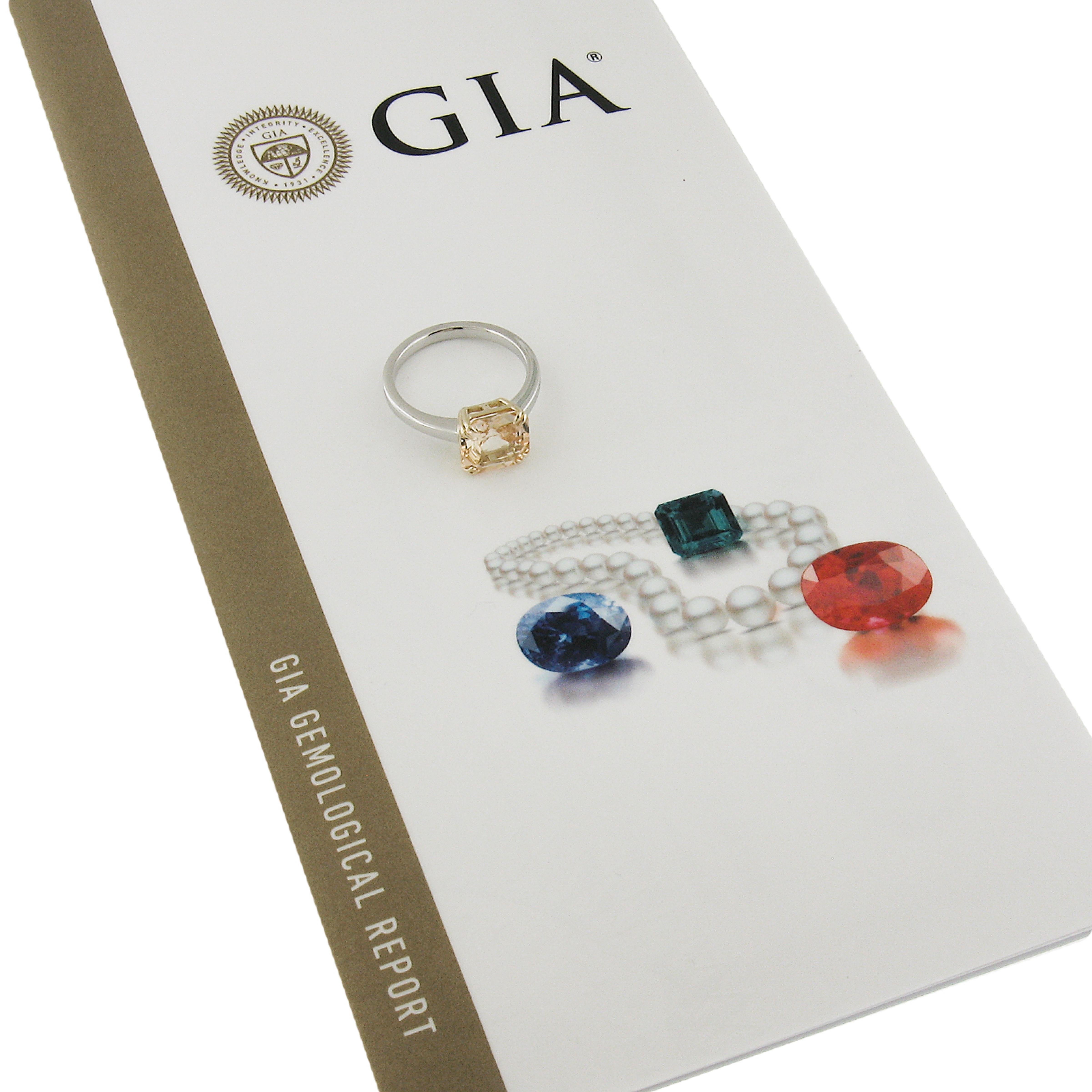 New 18k Yellow Gold & Platinum Gia 3.40ct No Heat Orange Sapphire Solitaire Ring For Sale 5