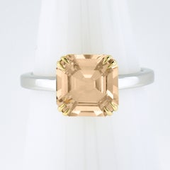 New 18k Yellow Gold & Platinum Gia 3.40ct No Heat Orange Sapphire Solitaire Ring