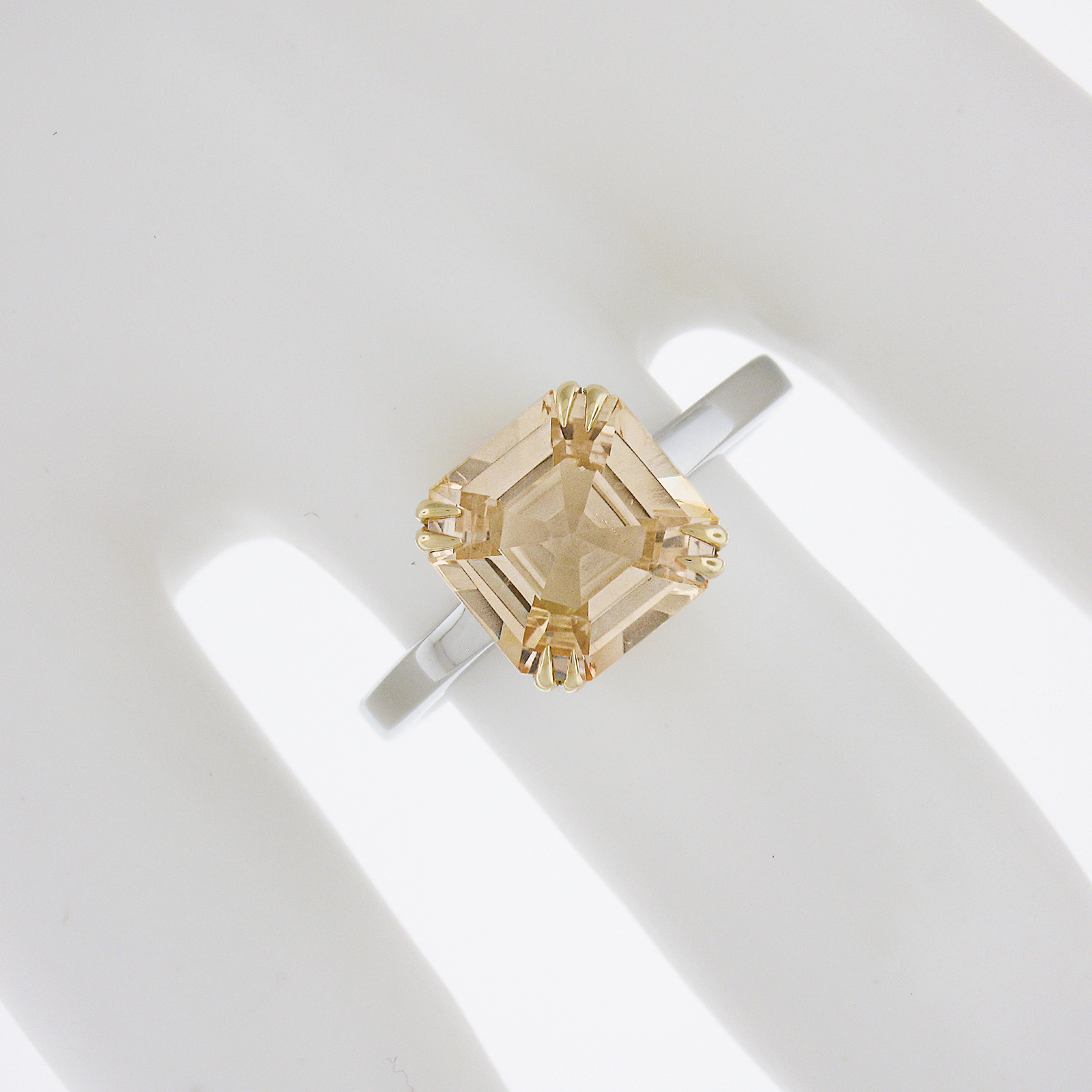 New 18k Yellow Gold & Platinum Gia 3.40ct No Heat Orange Sapphire Solitaire Ring In New Condition For Sale In Montclair, NJ