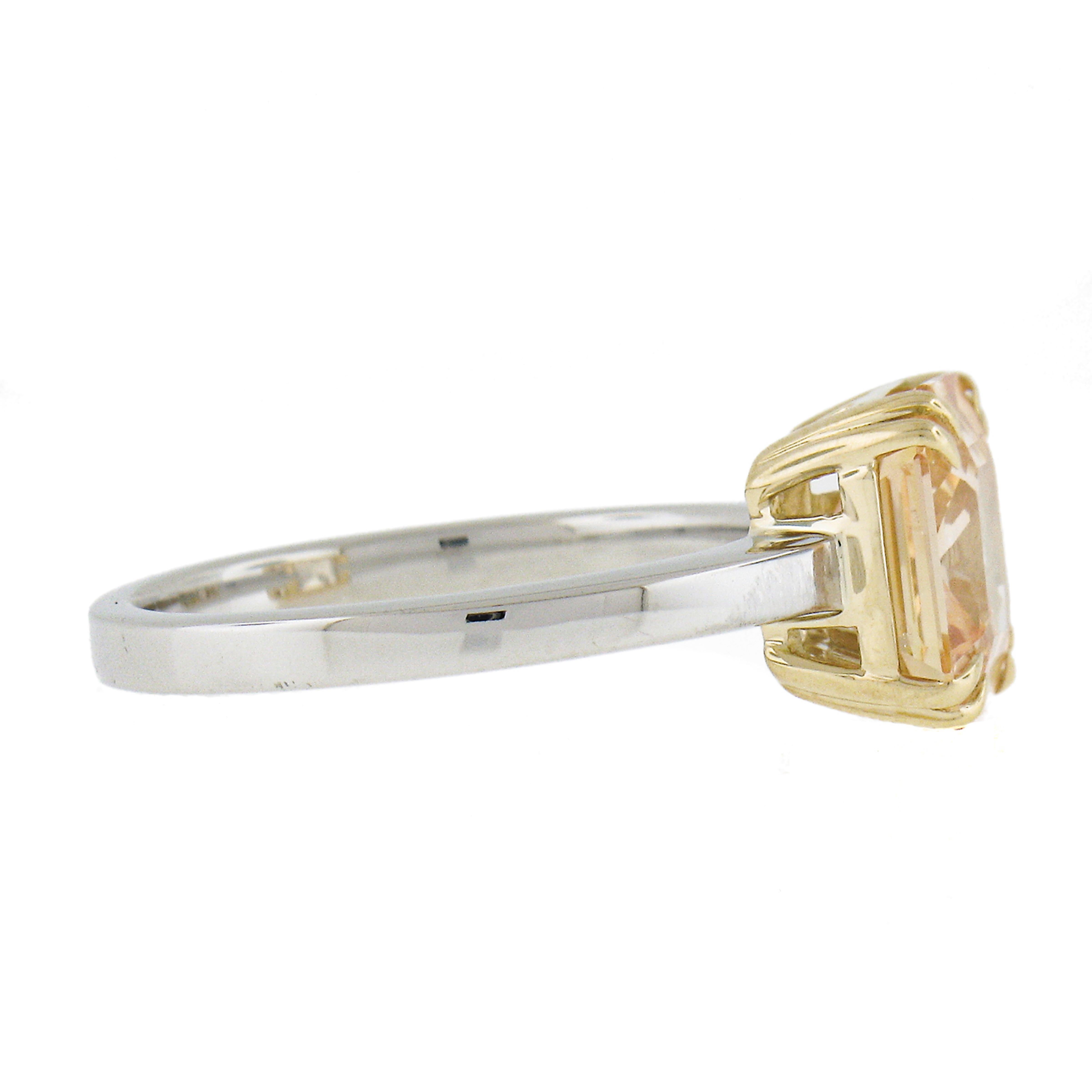 Women's New 18k Yellow Gold & Platinum Gia 3.40ct No Heat Orange Sapphire Solitaire Ring For Sale