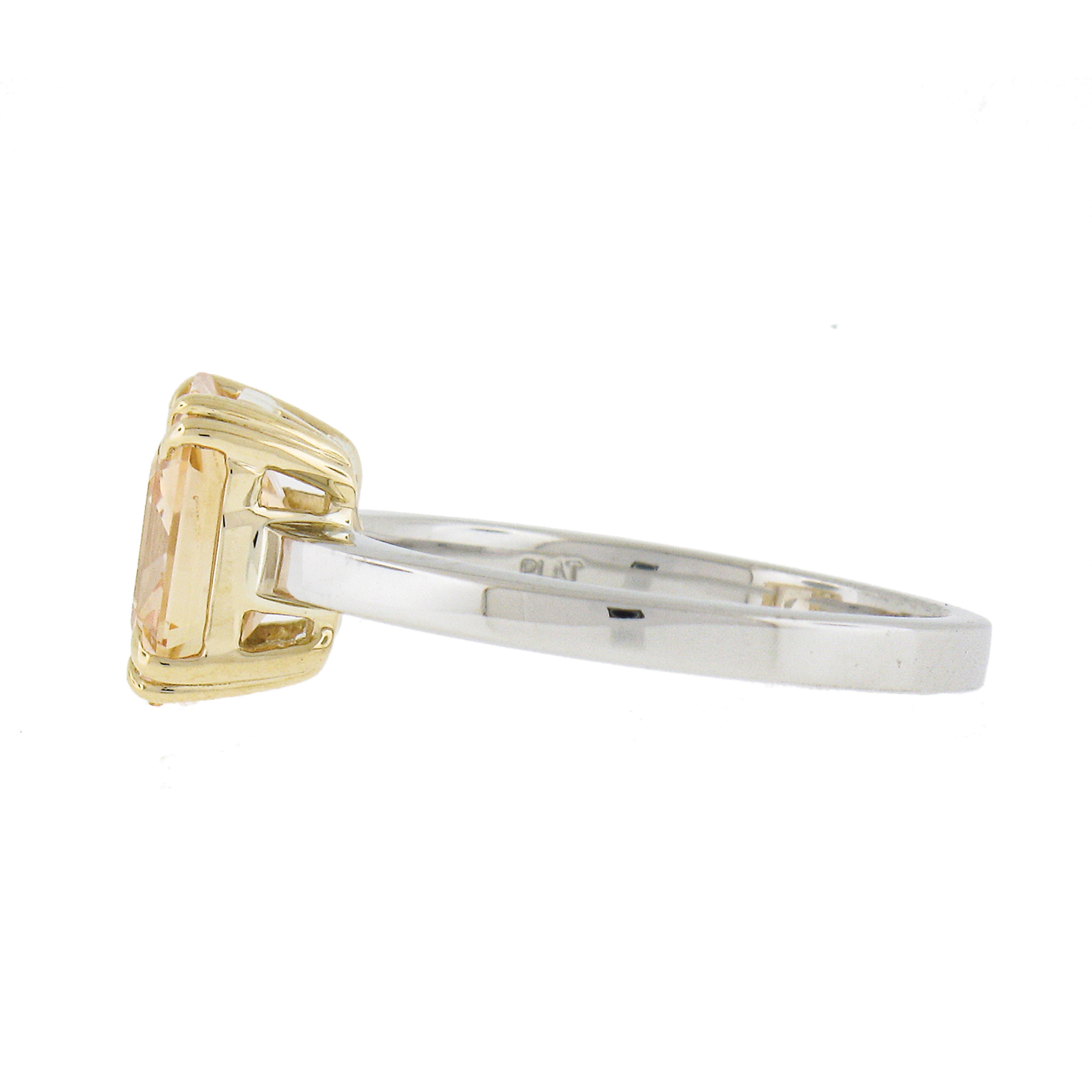 New 18k Yellow Gold & Platinum Gia 3.40ct No Heat Orange Sapphire Solitaire Ring For Sale 1