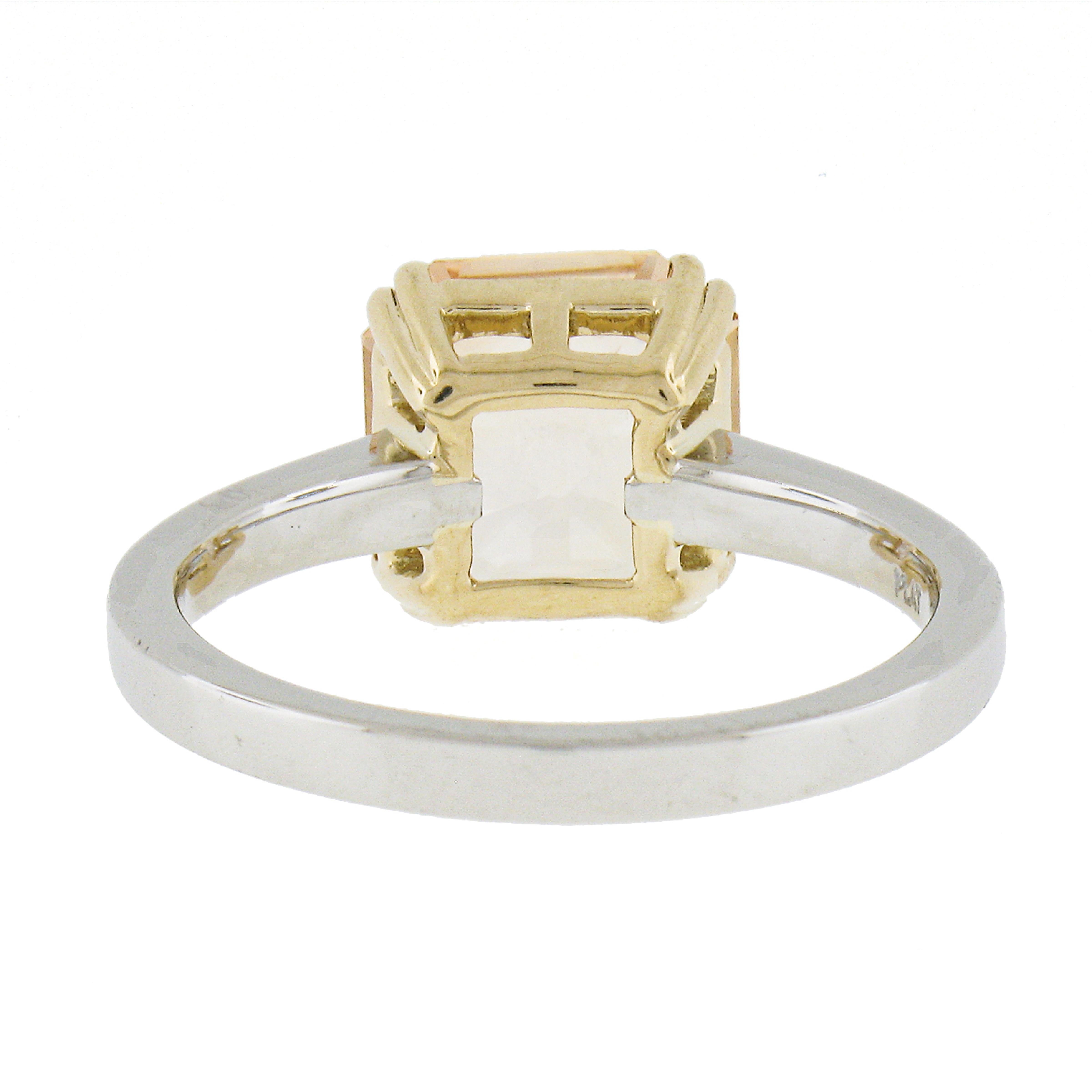 New 18k Yellow Gold & Platinum Gia 3.40ct No Heat Orange Sapphire Solitaire Ring For Sale 2