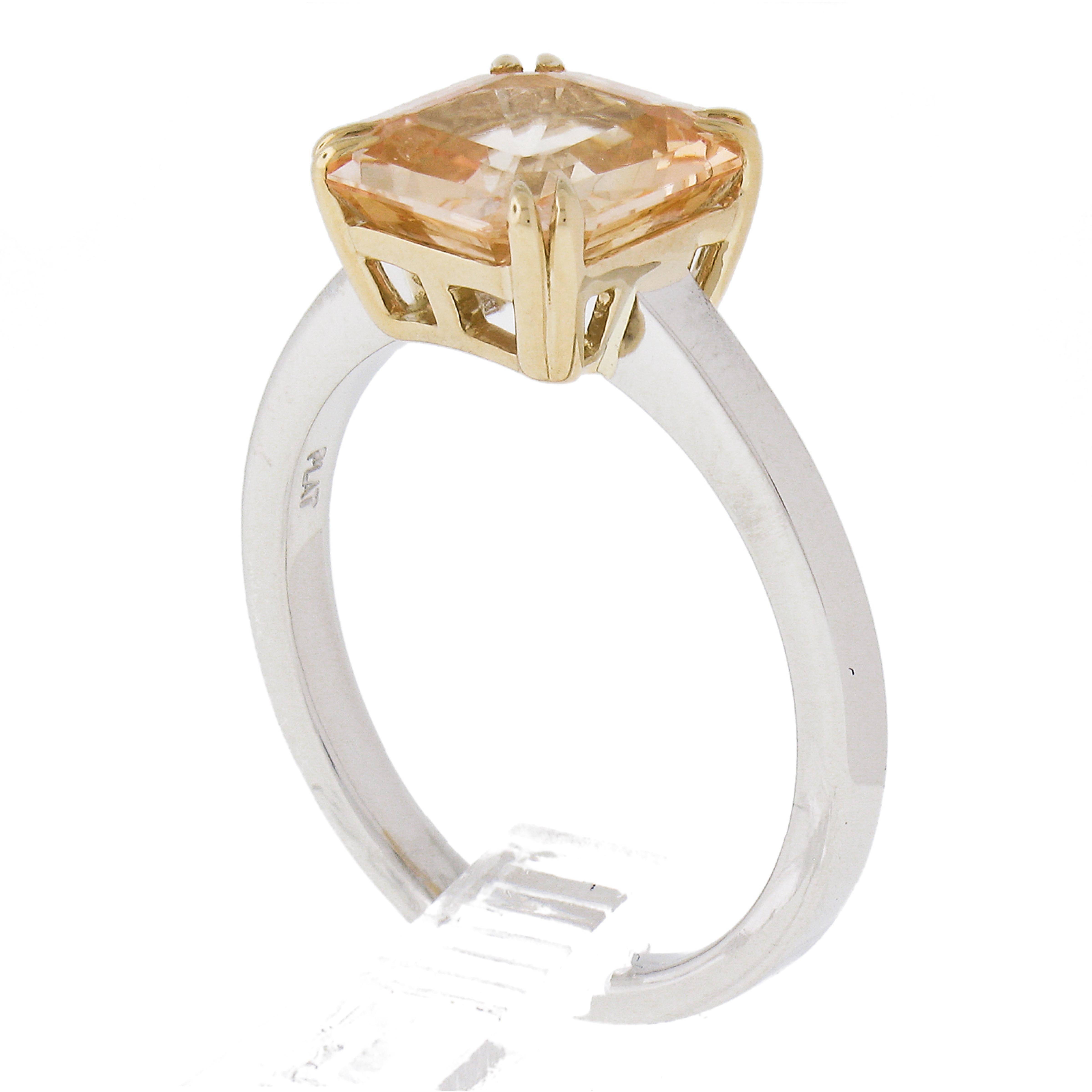 New 18k Yellow Gold & Platinum Gia 3.40ct No Heat Orange Sapphire Solitaire Ring For Sale 4