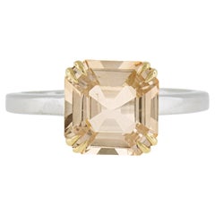 Bague solitaire en or jaune 18 carats et platine Gia 3,40 carats, sans chaleur
