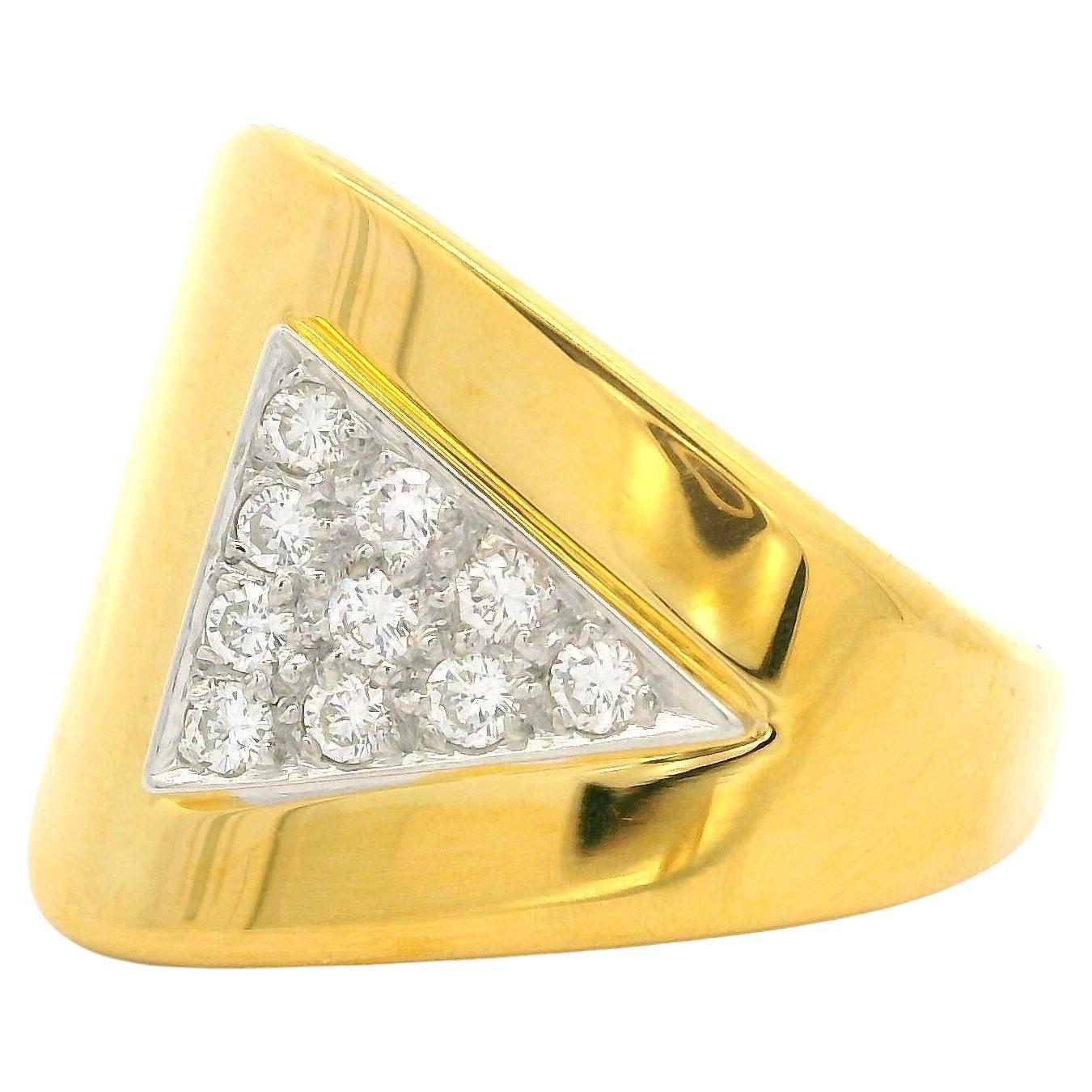New 18k Yellow & White Gold 0.26ctw Diamond Polished Triangle Modernist Ring