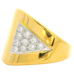 Bague moderniste neuve en or jaune et blanc 18 carats avec diamants 0,26 carat
