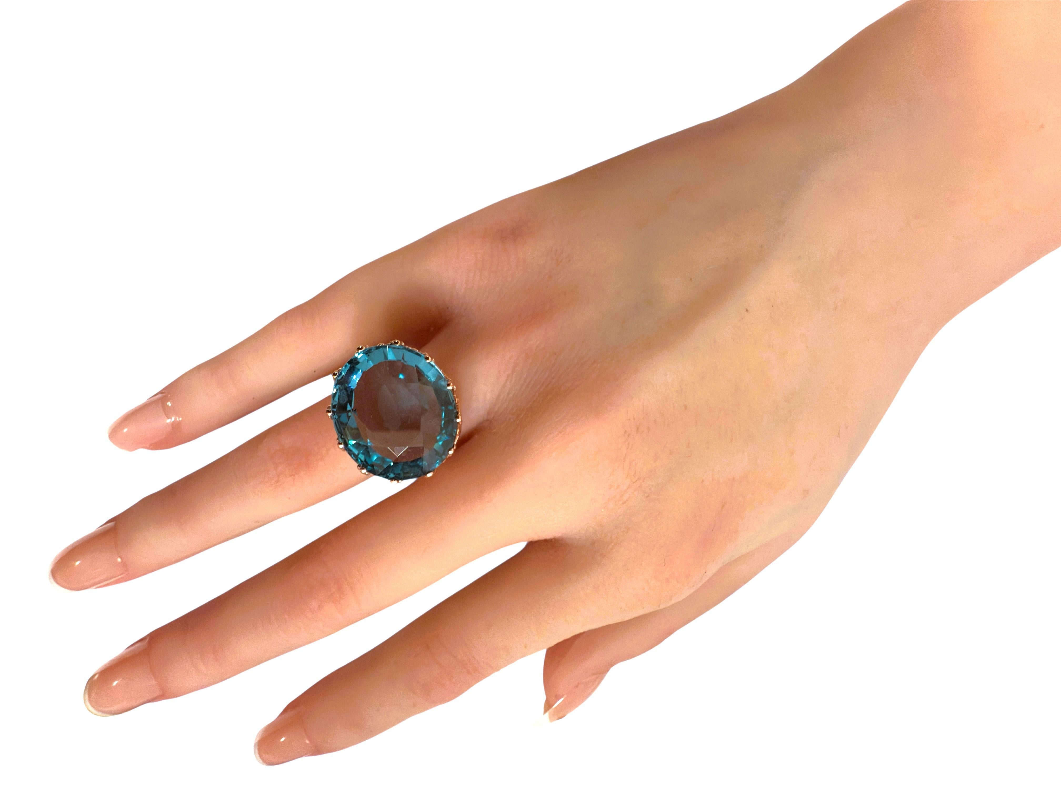 De las mujeres Nueva Aguamarina Azul Océano de 19 Quilates en Engaste Corona de Diamantes R Anillo de Oro de Ley en venta