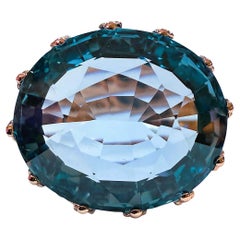 Nueva Aguamarina Azul Océano de 19 Quilates en Engaste Corona de Diamantes R Anillo de Oro de Ley