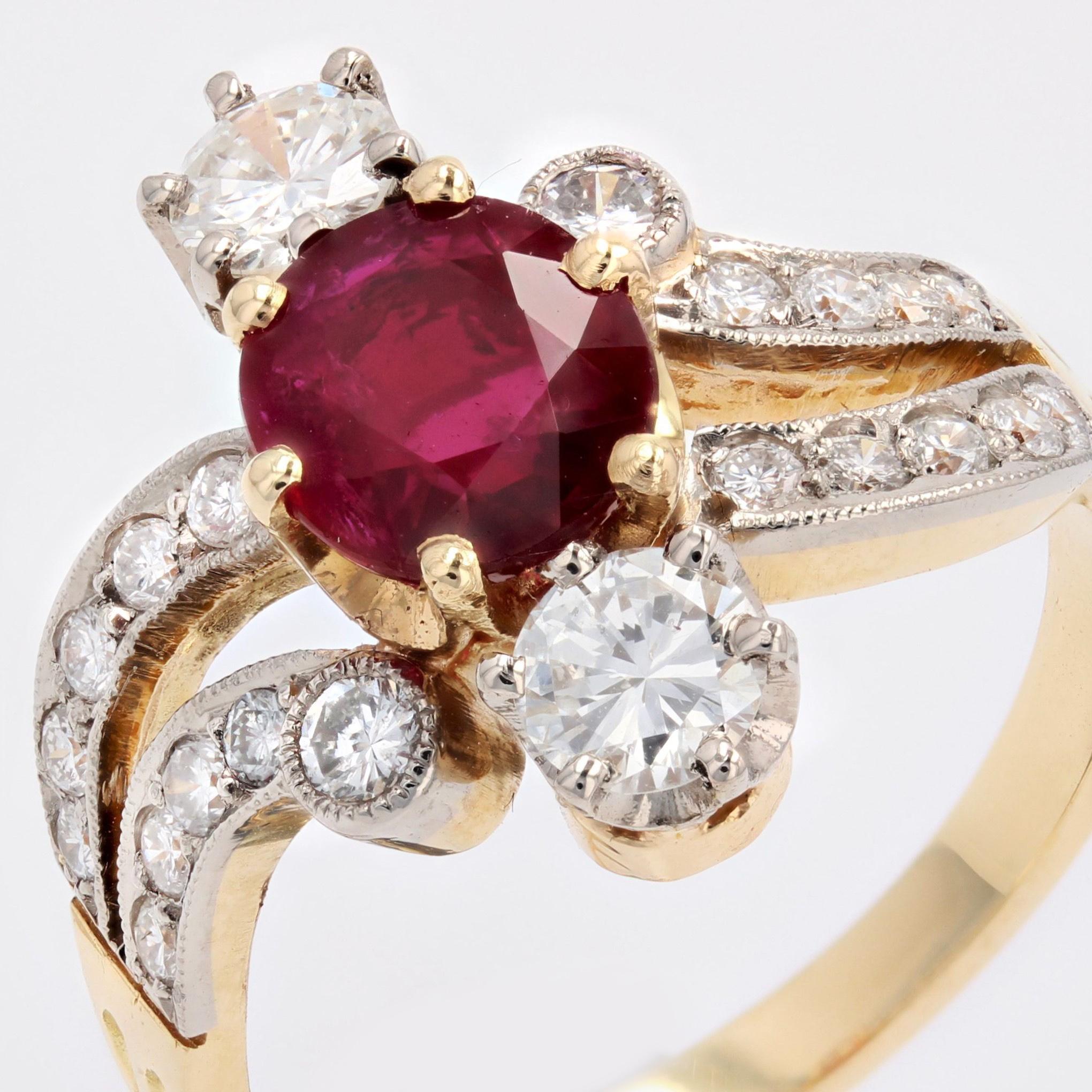 Bague en or jaune 18 carats et platine avec rubis et diamants, style des années 1900, Neuf en vente 4