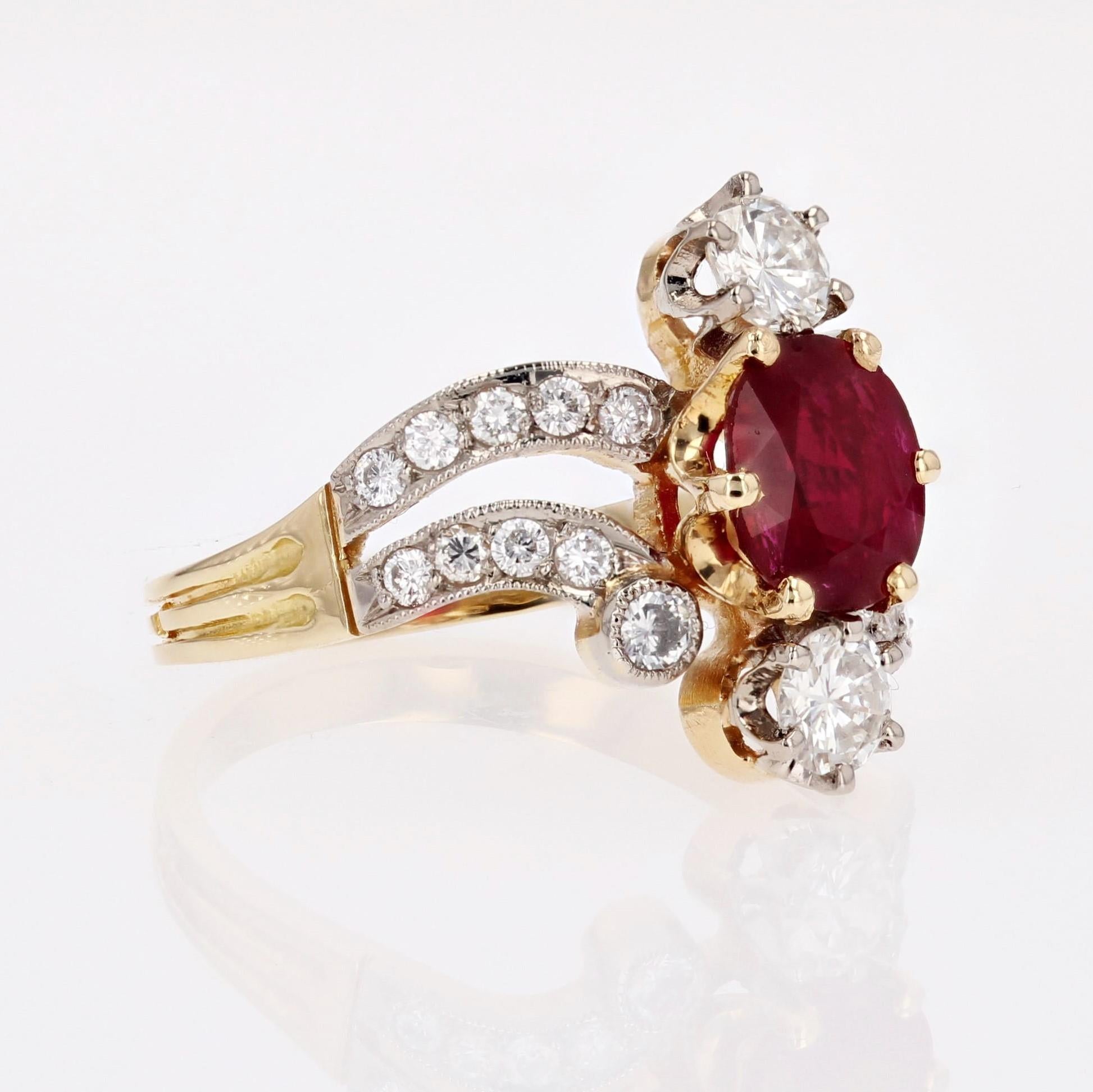 Bague en or jaune 18 carats et platine avec rubis et diamants, style des années 1900, Neuf en vente 5